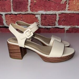 LifeStride Cream Platform Block Heel Sandals – Soft System Comfort size 7.5 M